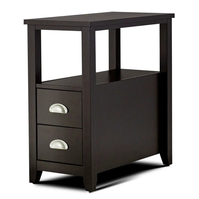End Table Wooden with 2 Drawers and Shelf Bedside Table by DirectDeals