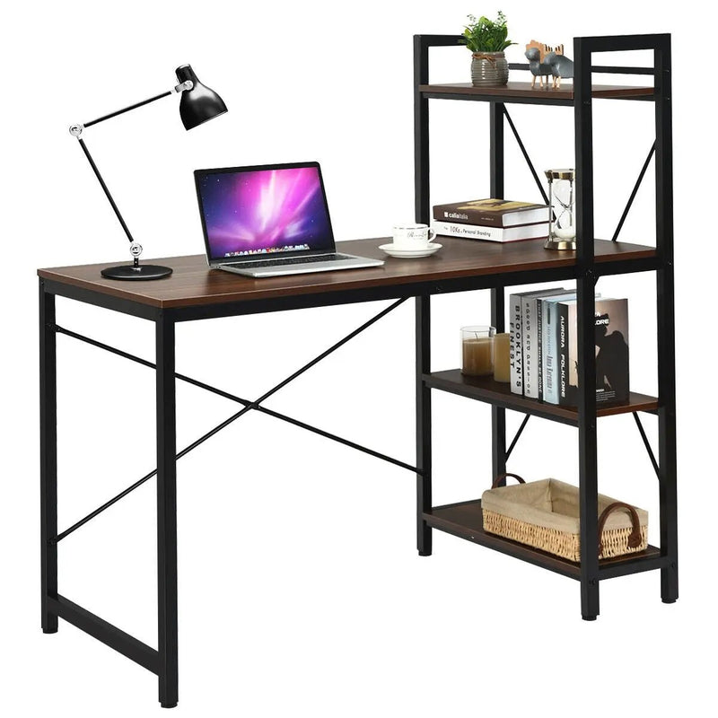 47.5 Inch Writing Study Computer Desk with 4-Tier Shelves by DirectDeals
