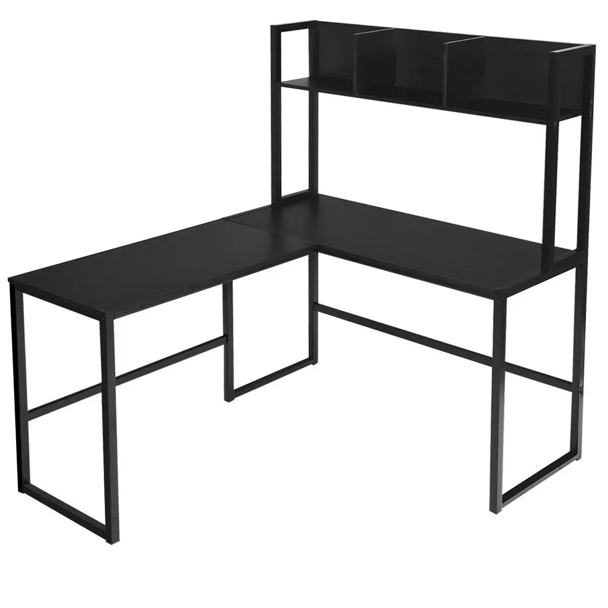 Reversible L-Shaped Corner Desk with Storage Bookshelf by DirectDeals