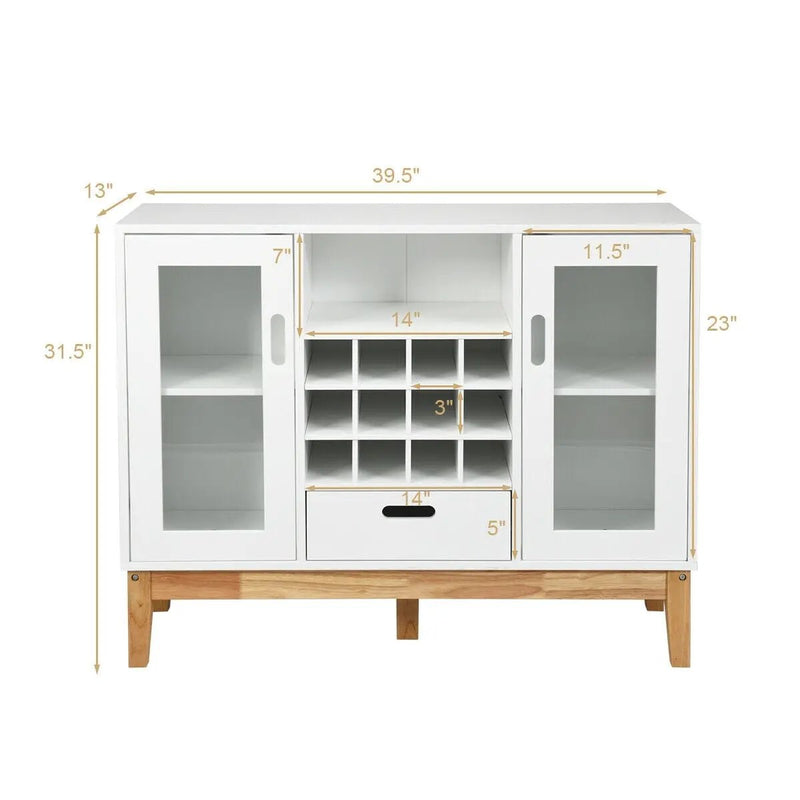 Wood Wine Storage Cabinet Sideboard Console Buffet Server-White by DirectDeals