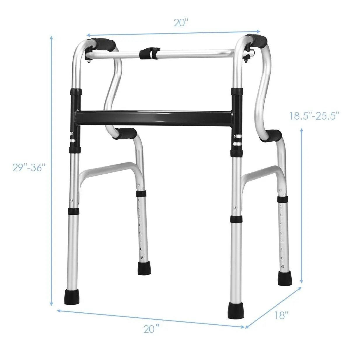 One-Button Folding Aluminum Walking Frame Walker by DirectDeals