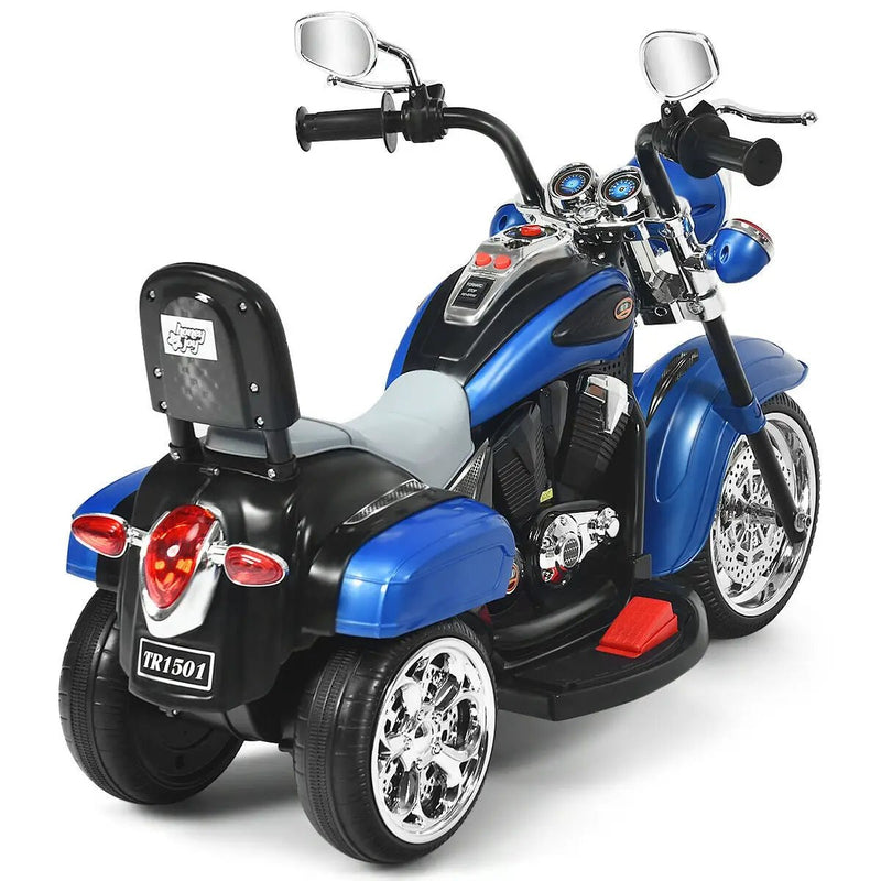 6V Powered Toddler 3-Wheel Motorbike Ride On Toy with Horn and Headlight-Black and White by DirectDeals