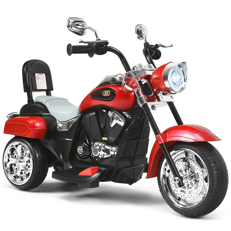 6V Powered Toddler 3-Wheel Motorbike Ride On Toy with Horn and Headlight-Black and White by DirectDeals