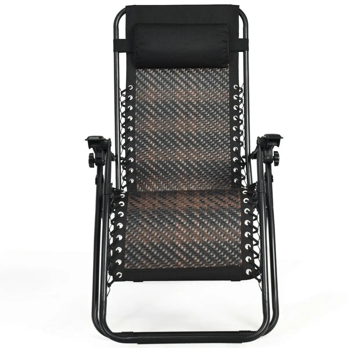 Folding Rattan Zero Gravity Lounge Chair with Removable Head Pillow by DirectDeals