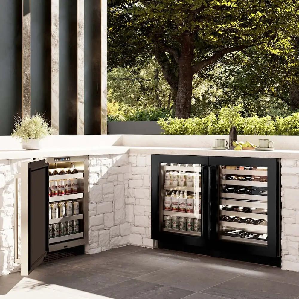 ZLINE 24" Touchstone 151 Can Beverage Fridge Black Stainless Steel Glass Door RBSO-BS-24 by Farmhouse Kitchen and Bath