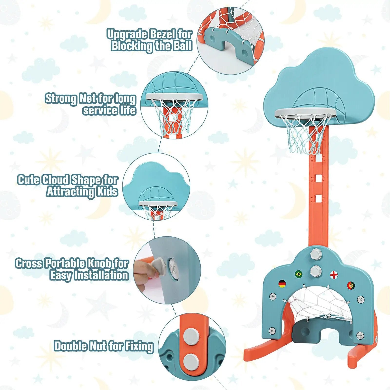 3-in-1 Kids Basketball Hoop Set with Balls by DirectDeals