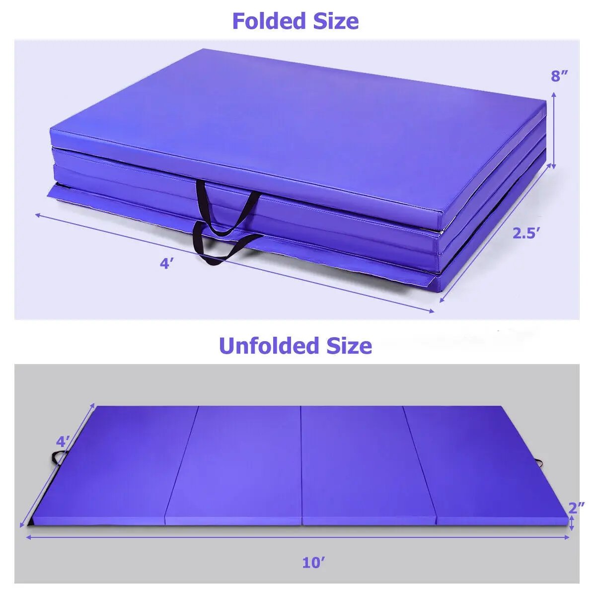 4 Feet x 10 Feet x 2 Inch Folding Gymnastics Tumbling Gym Mat by DirectDeals