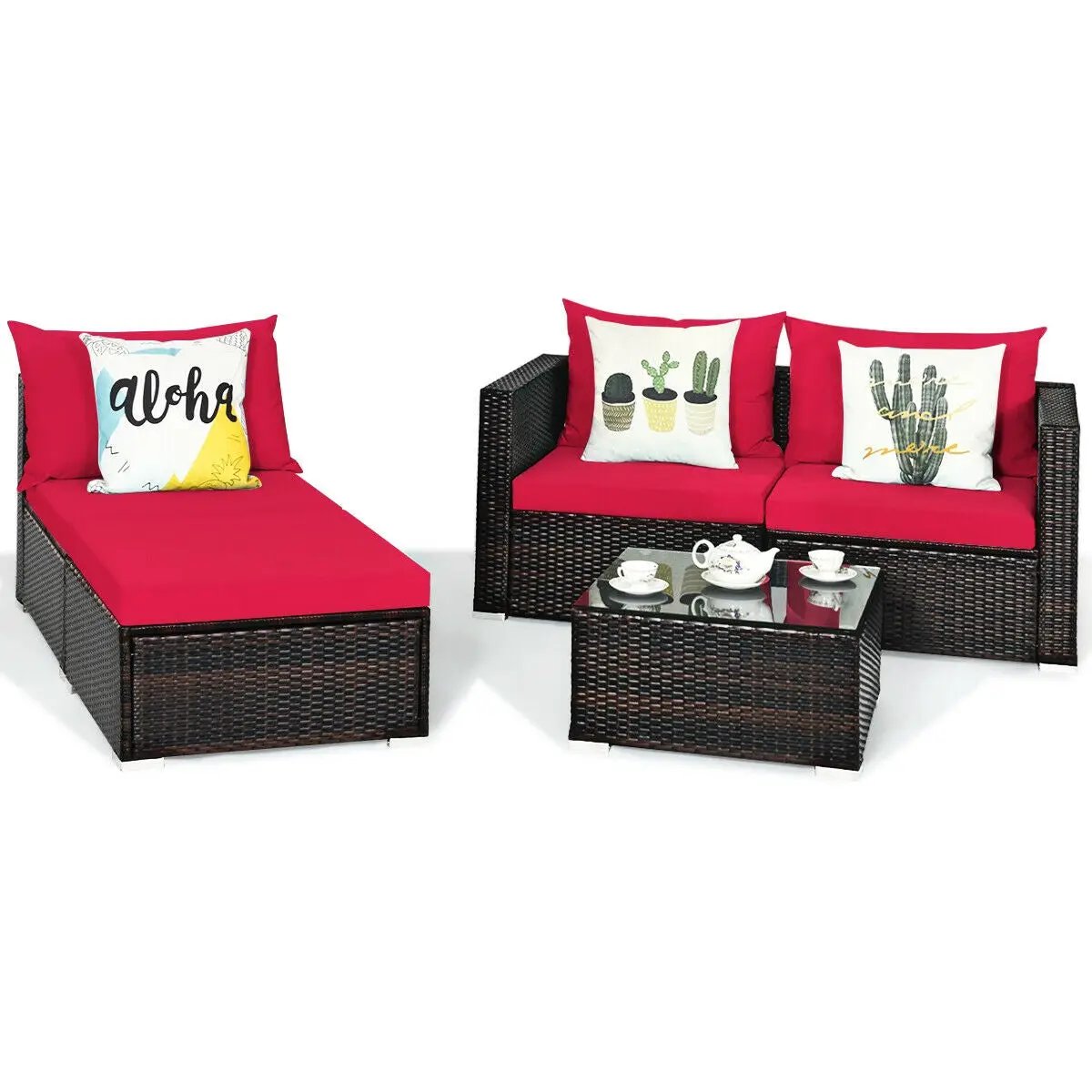 5 Pieces Patio Rattan by DirectDeals