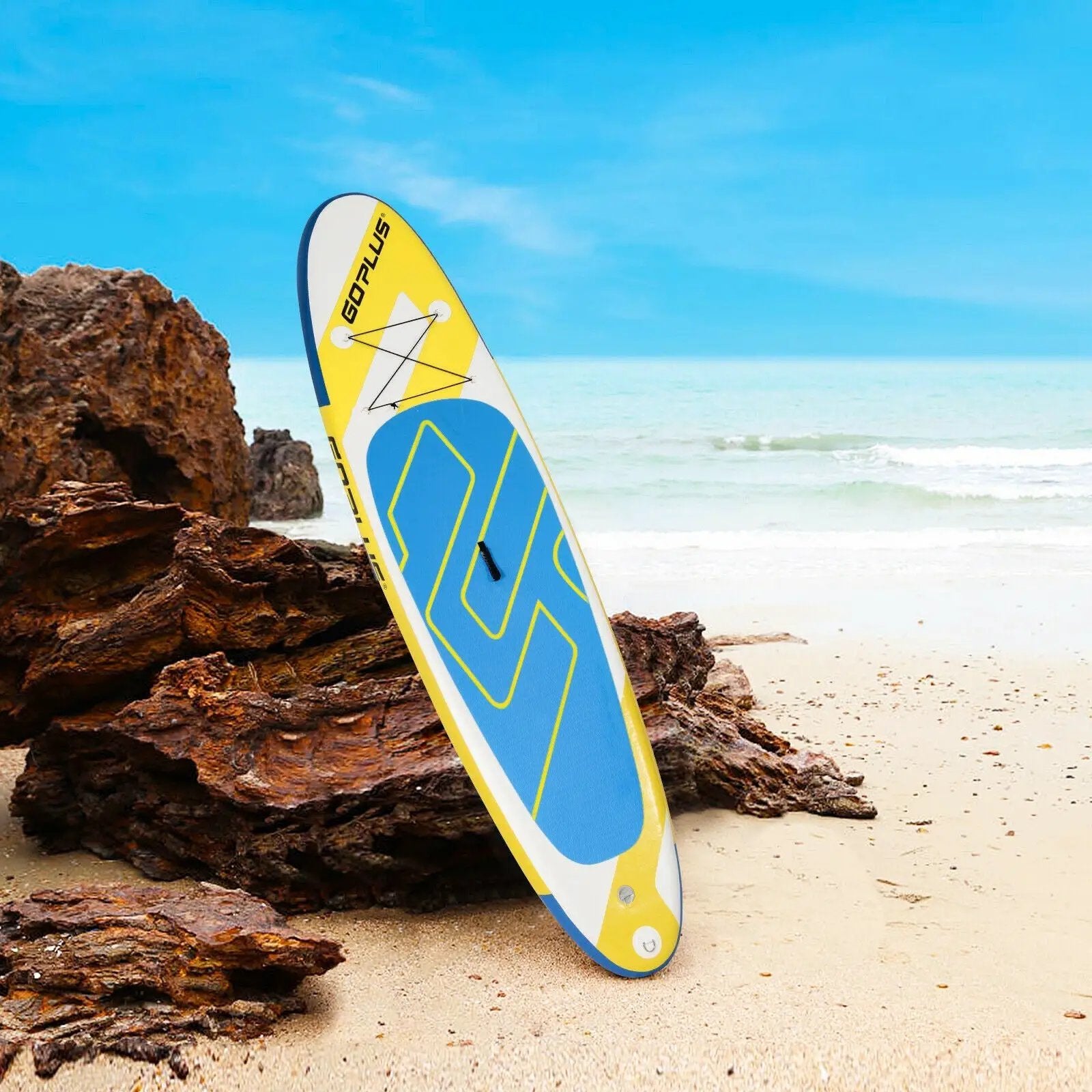 10 Feet Inflatable Stand Up Paddle Board 6 Inches Thick with Backpack Leash Aluminum Paddle by DirectDeals