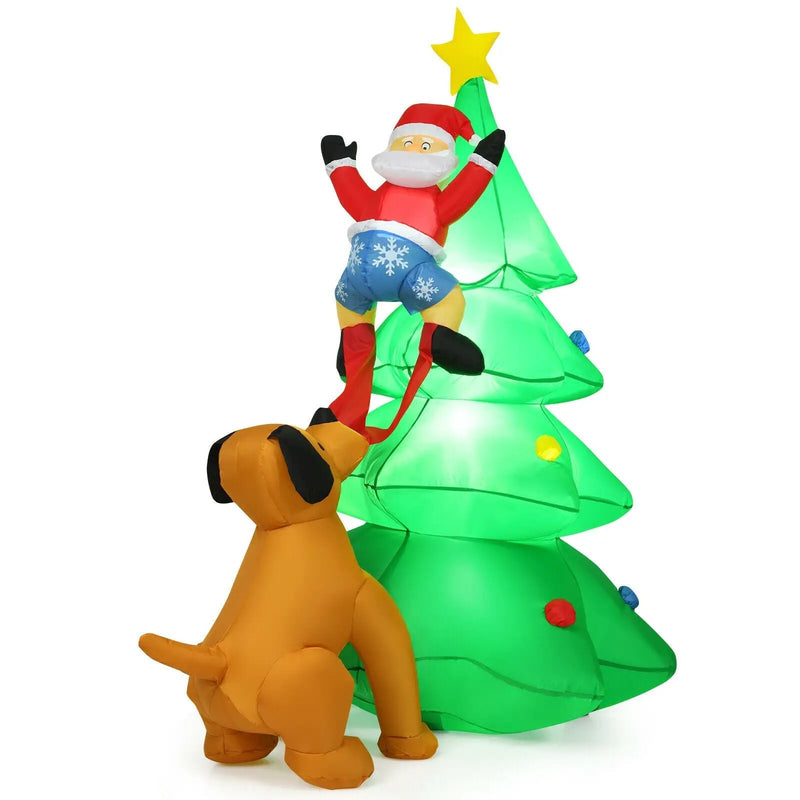 6.5 Feet Outdoor Inflatable Christmas Tree Santa Decor with LED Lights by DirectDeals