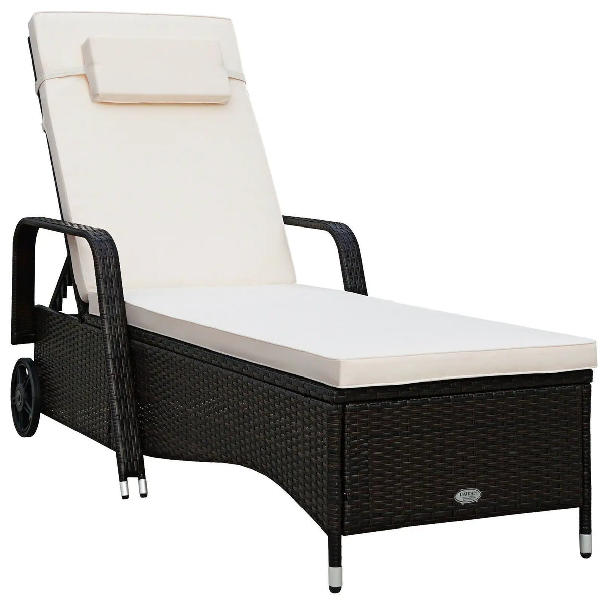 Outdoor Recliner Cushioned Chaise Lounge with Adjustable Backrest by DirectDeals