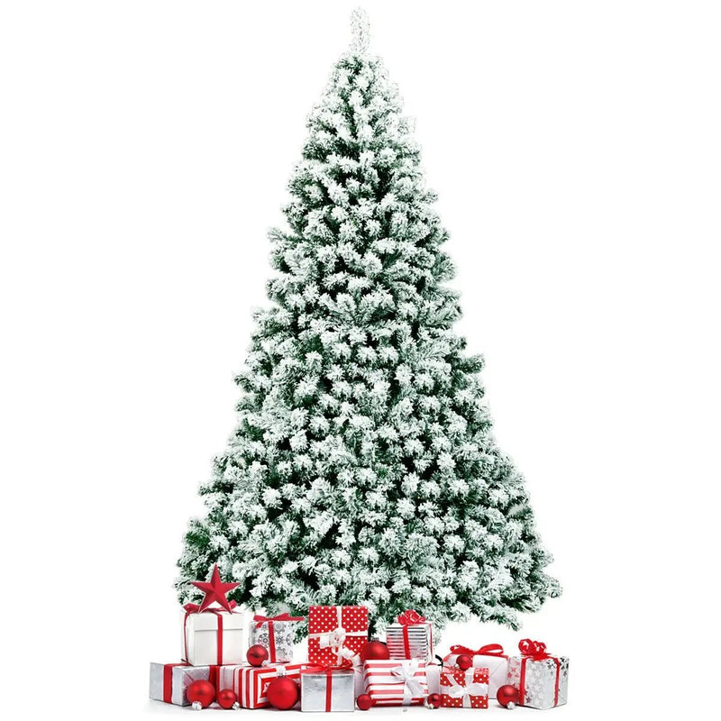 7.5 Feet Pre-Lit Premium Snow Flocked Hinged Artificial Christmas Tree with 550 Lights by DirectDeals