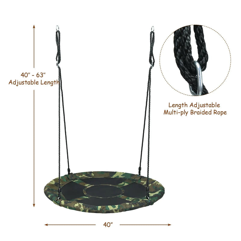 40 Inch Flying Saucer Tree Swing Outdoor Play Set with Adjustable Ropes Gift for Kids by DirectDeals