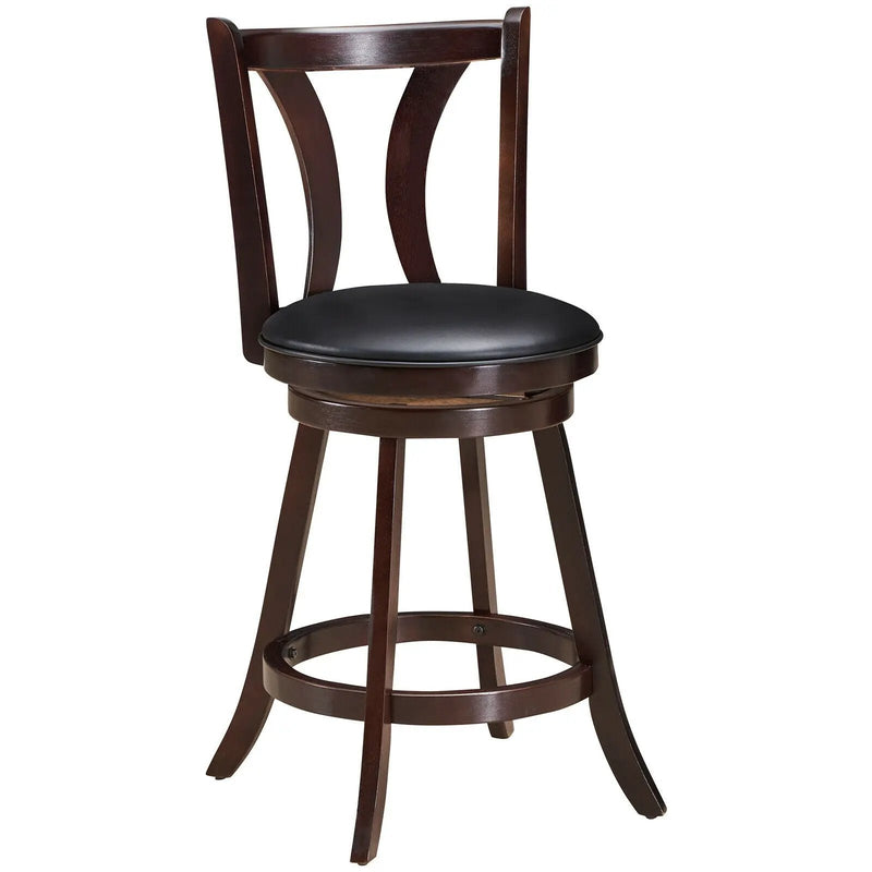Set of 2 Swivel Bar stool 24 Inch Counter Height Leather Padded Dining Kitchen Chair by DirectDeals