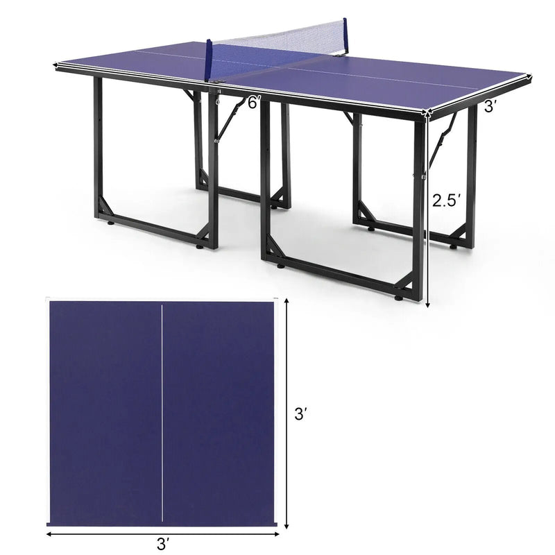 Multi-Use Foldable Midsize Removable Compact Ping-pong Table by DirectDeals