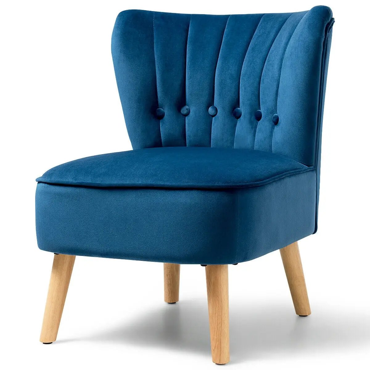 Armless Accent Chair Tufted Velvet Leisure Chair by DirectDeals
