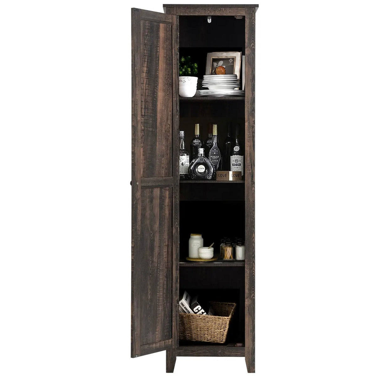 Linen Tower Bathroom Storage Cabinet Tall Slim Side Organizer with Shelf by DirectDeals