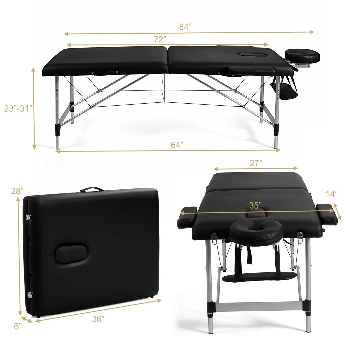84 Inch L Portable Adjustable Massage Bed with Carry Case for Facial Salon Spa by DirectDeals