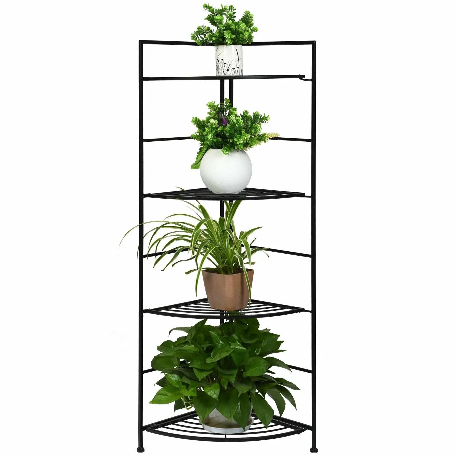 4 Tier Folding Metal Shelf Plant Stand Storage Open Shelf Corner Display Rack by DirectDeals