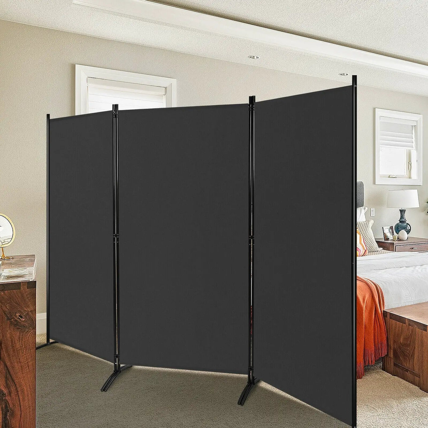 6 Feet 3 Panel Room Divider with Durable Hinges Steel Base by DirectDeals