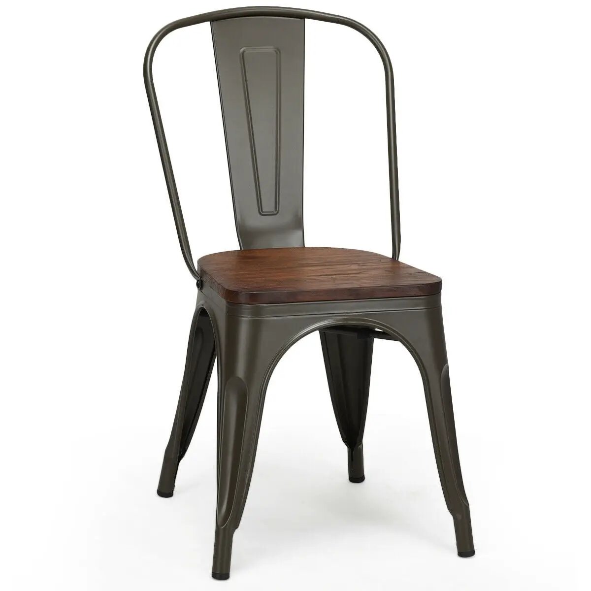 18 Inch Height Set of 4 Stackable Style Metal Wood Dining Chair by DirectDeals