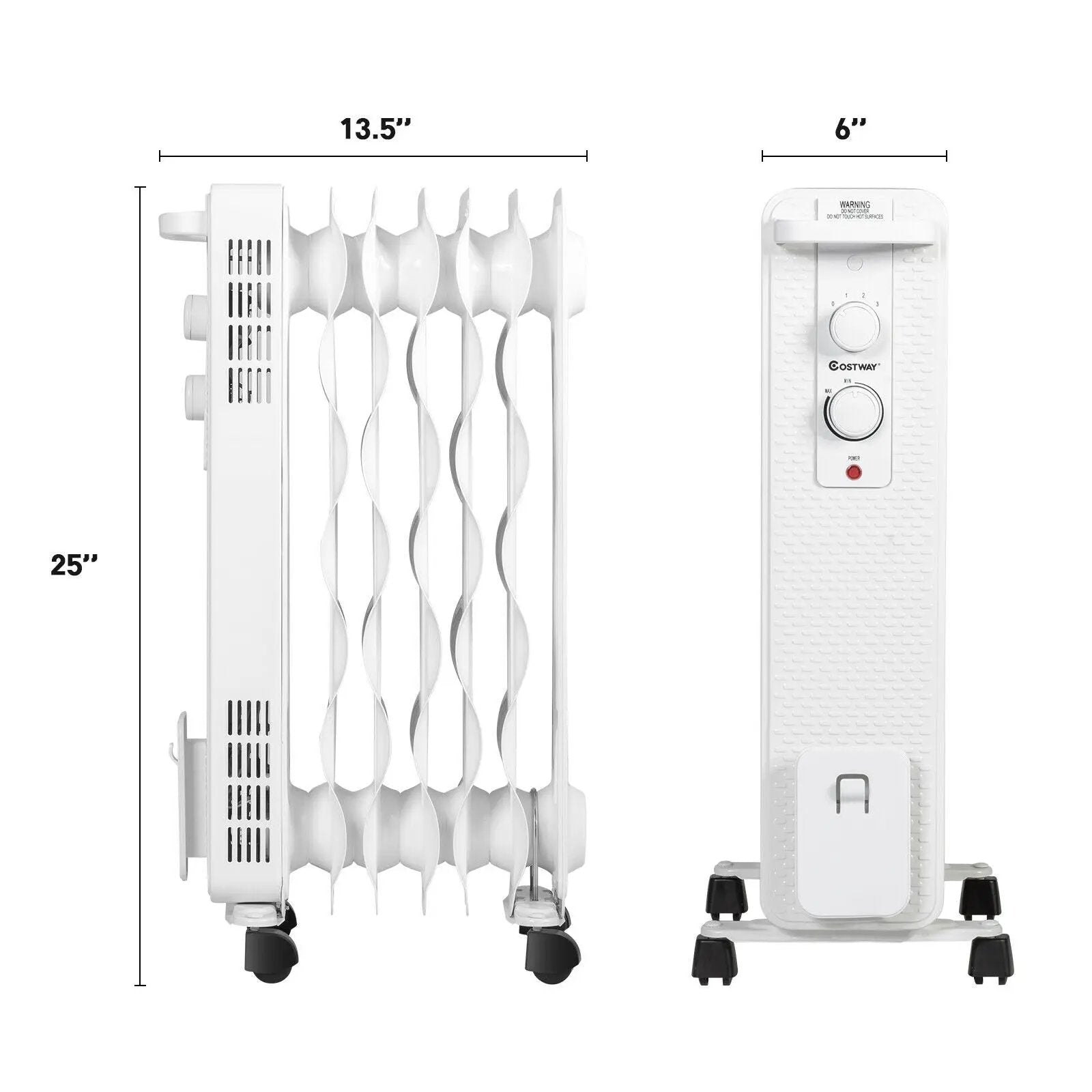 1500 W Oil-Filled Heater Portable Radiator Space Heater with Adjustable Thermostat by DirectDeals