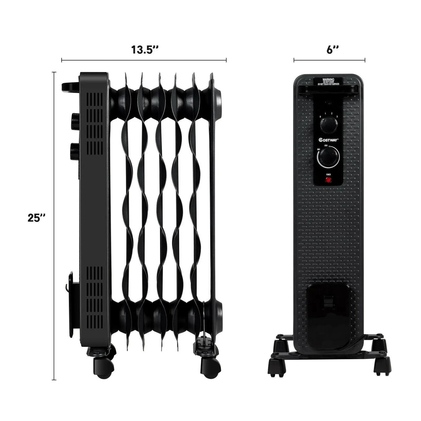 1500 W Oil-Filled Heater Portable Radiator Space Heater with Adjustable Thermostat by DirectDeals