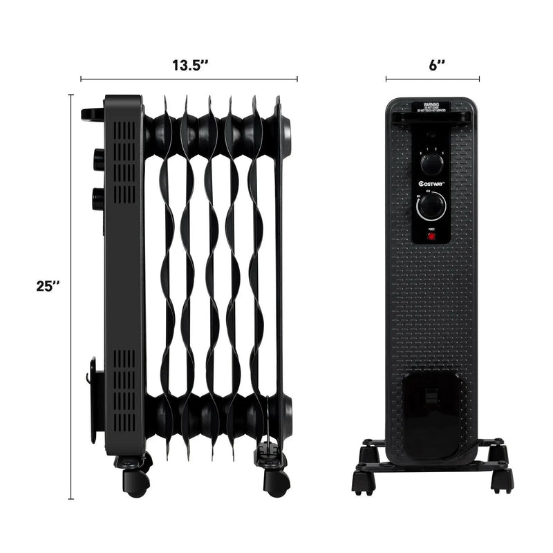 1500 W Oil-Filled Heater Portable Radiator Space Heater with Adjustable Thermostat by DirectDeals