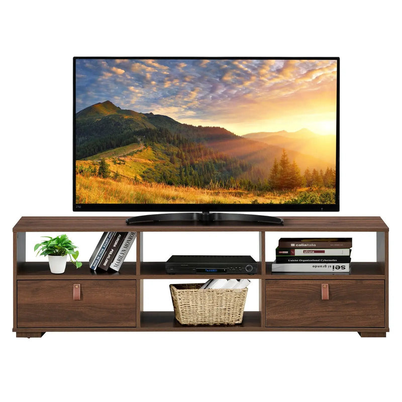 TV Stand Entertainment Media Center Console for TV's up to 60 Inch with Drawers Walnut by DirectDeals
