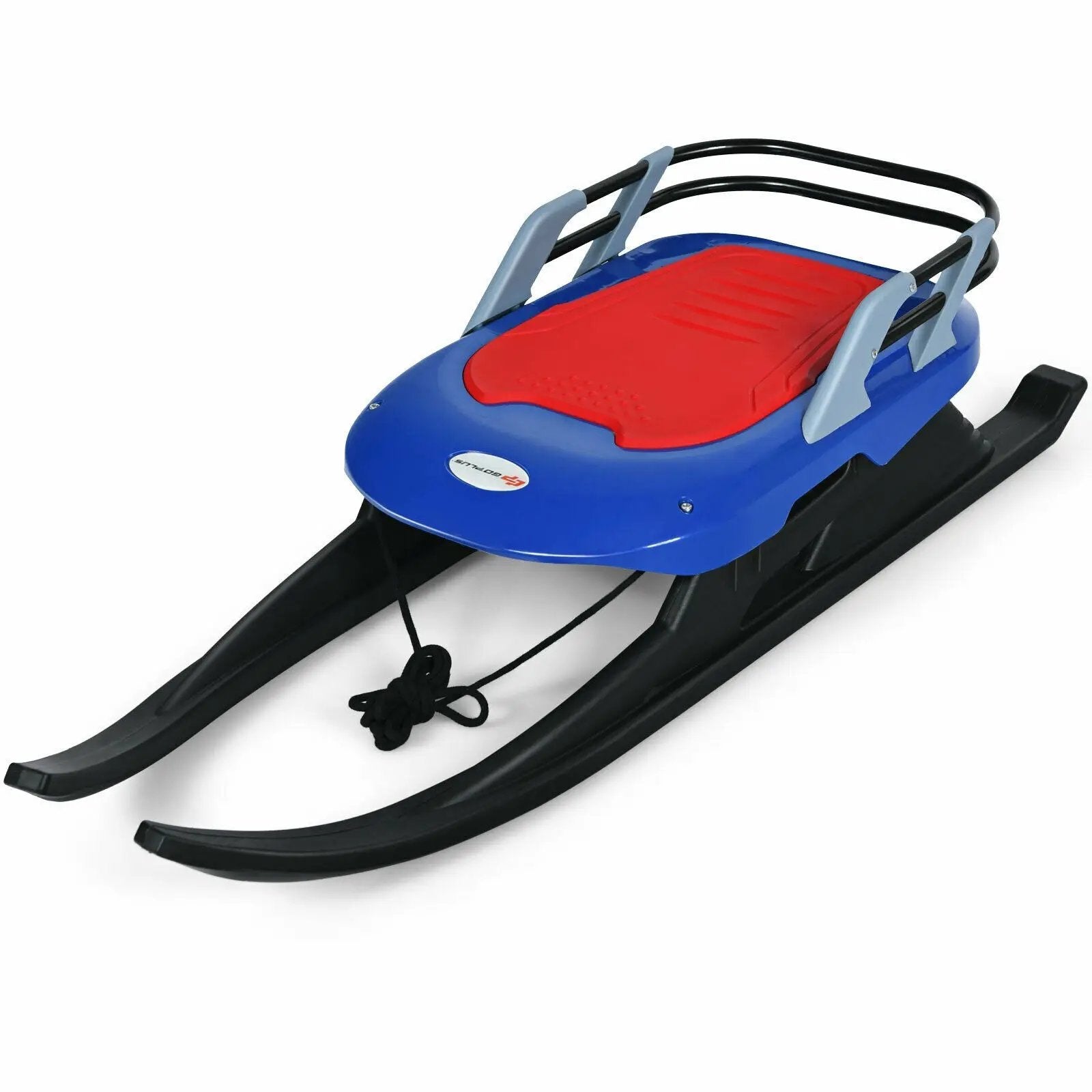 Folding Kids' Metal Snow Sled with Pull Rope Snow Slider and Leather Seat by DirectDeals