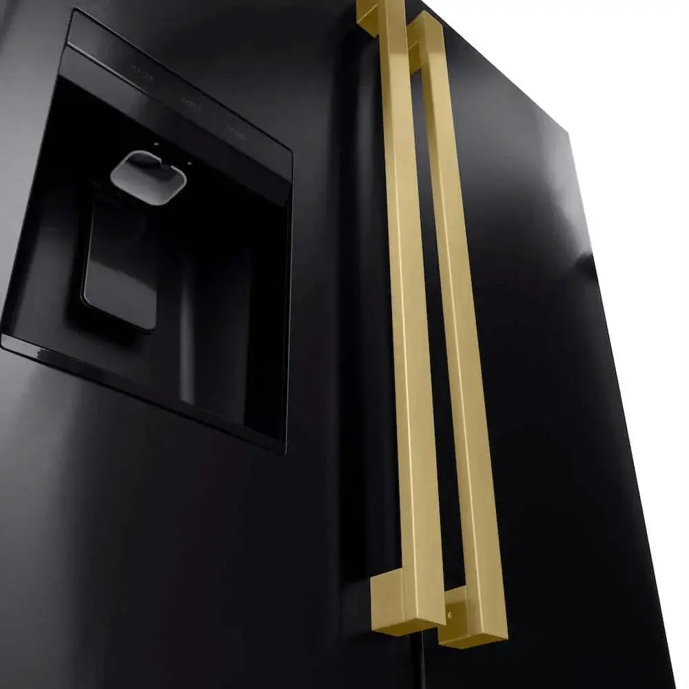 ZLINE 36" Refrigerator, Water, Ice Dispenser, Black Stainless, RSMZ-W36-BS-FCB by Farmhouse Kitchen and Bath