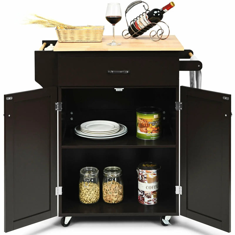 Utility Rolling Storage Cabinet Kitchen Island Cart with Spice Rack by DirectDeals