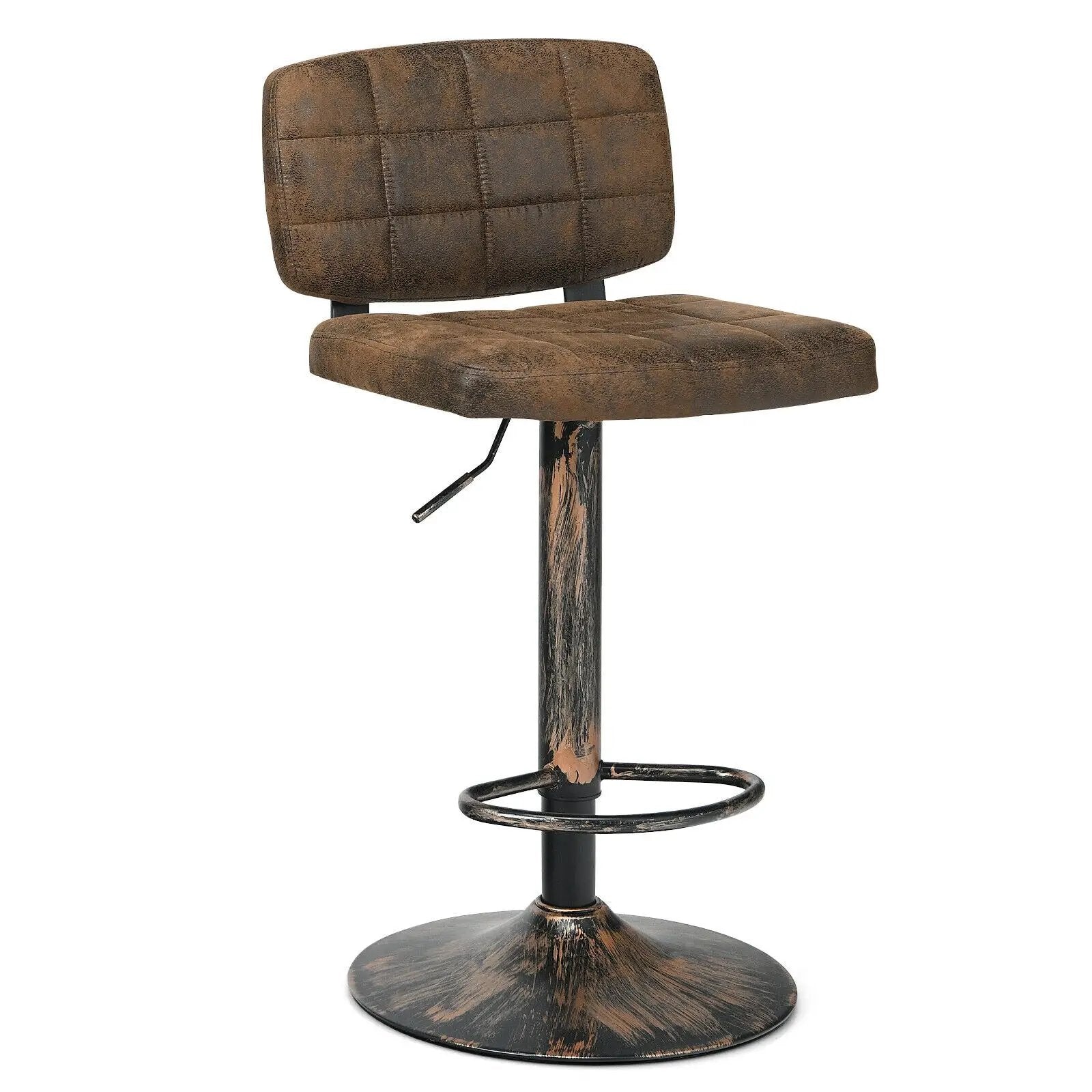 Set of 2 Vintage Bar Stools with Adjustable Height and Footrest by DirectDeals