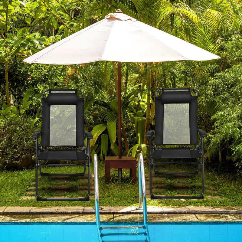 4 Pieces Patio Garden Adjustable Reclining Folding Chairs with Headrest by DirectDeals