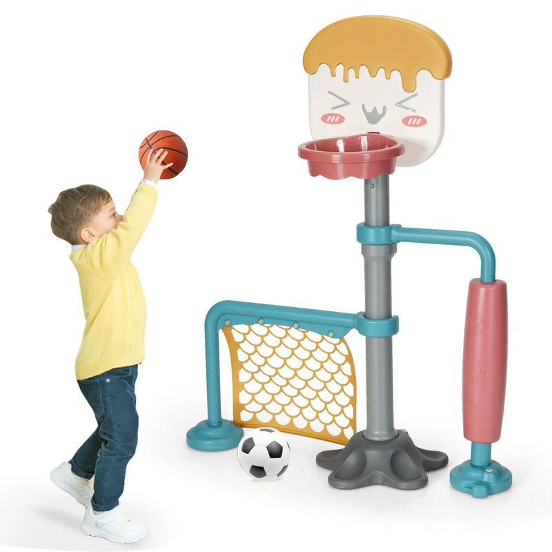 3-in-1 Height Adjustable Basketball Stand Set with Soccer and Roller by DirectDeals