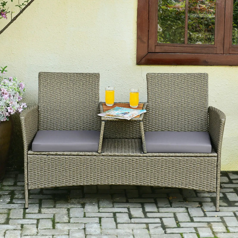2-Person Patio Rattan Conversation Furniture Set with Coffee Table by DirectDeals