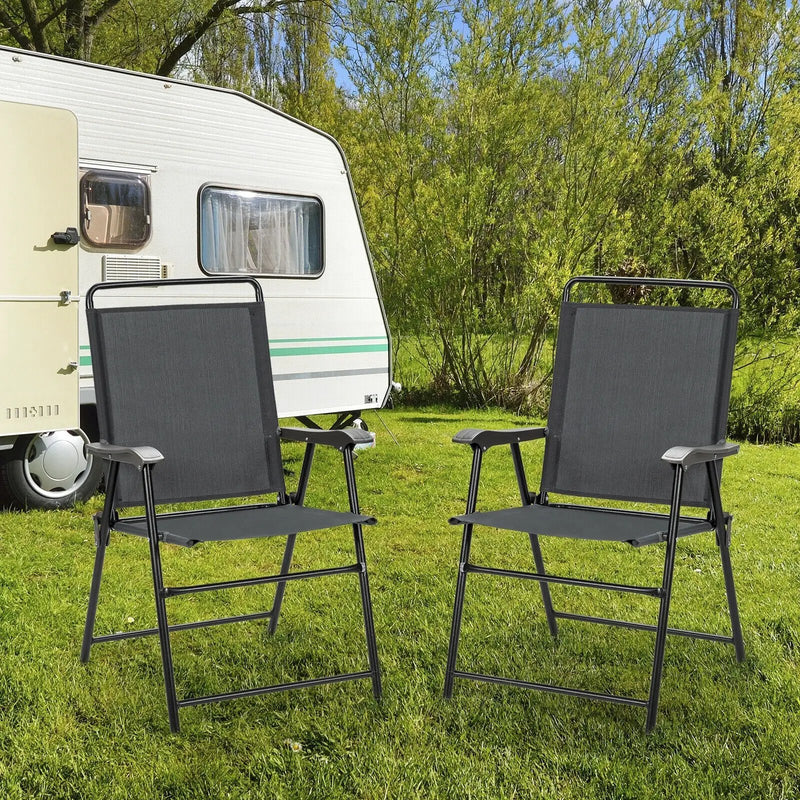 4 Pieces Portable Outdoor Folding Chair with Armrest by DirectDeals