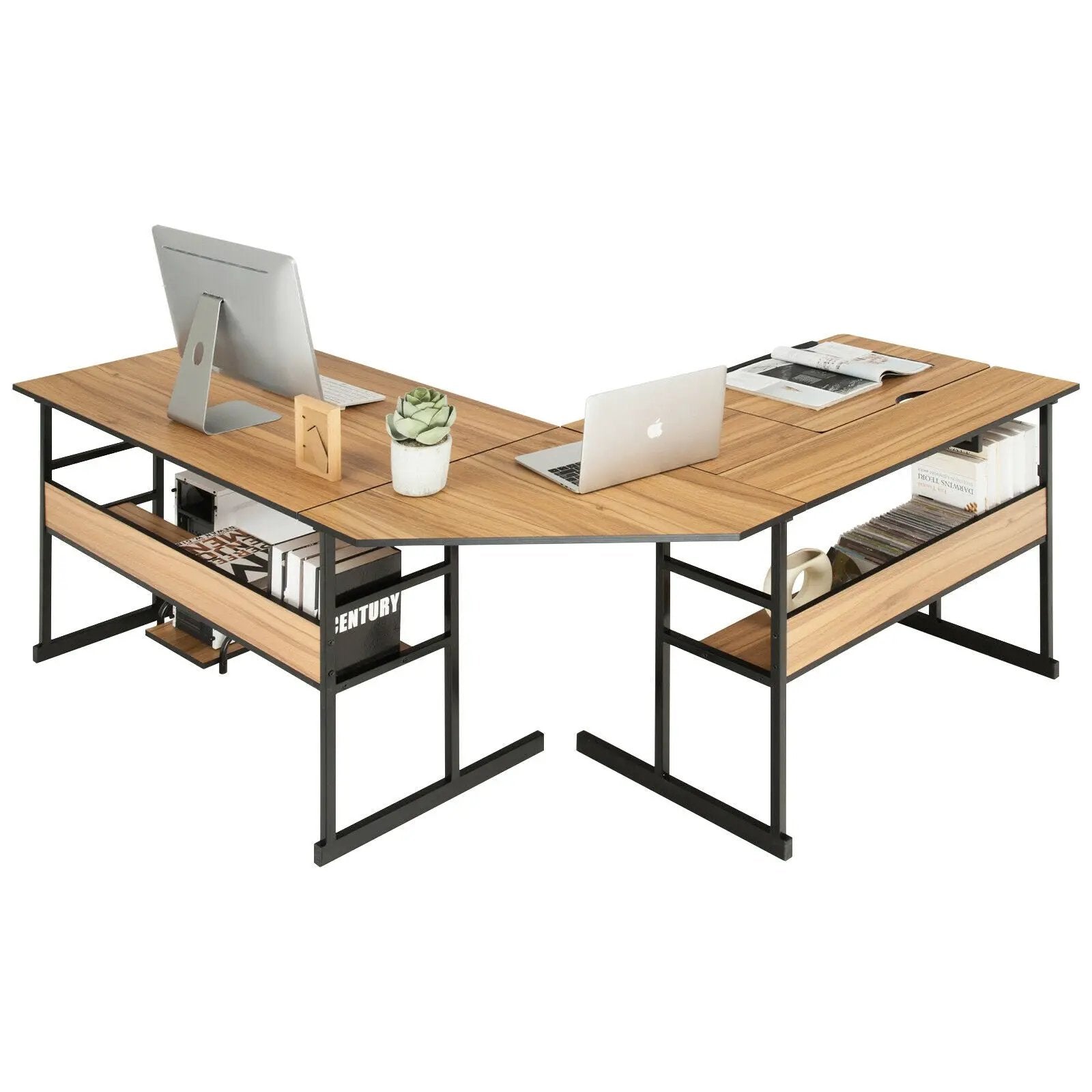 L-Shaped Computer Desk with Tiltable Tabletop by DirectDeals