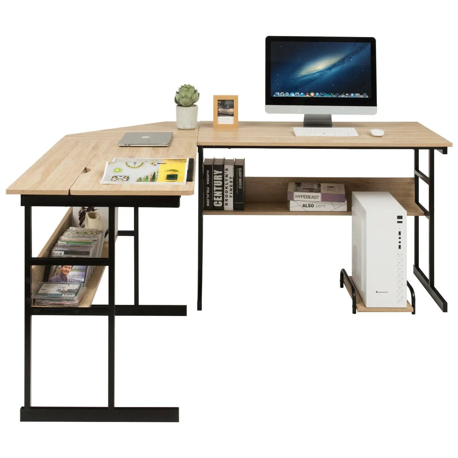 L-Shaped Computer Desk with Tiltable Tabletop by DirectDeals