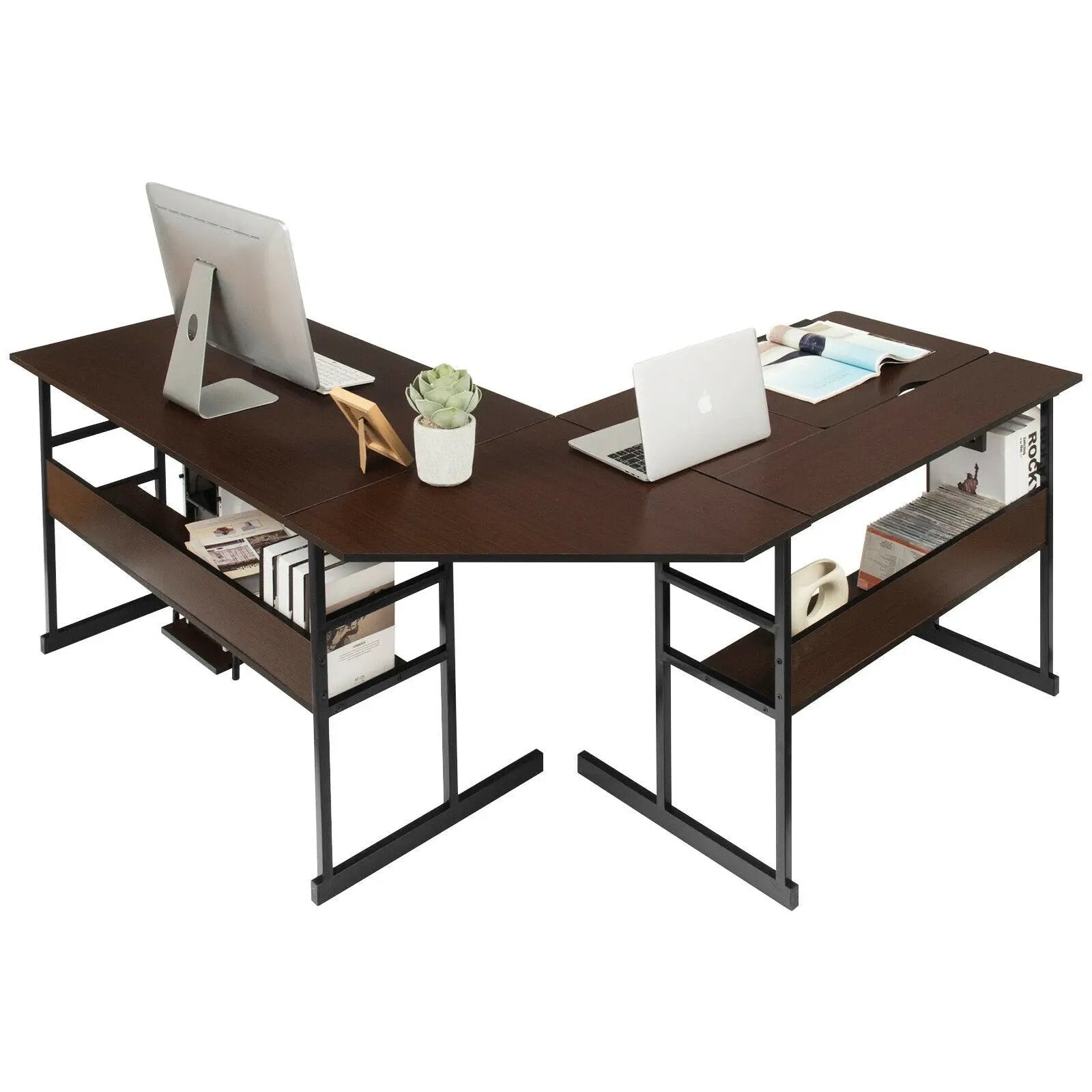 L-Shaped Computer Desk with Tiltable Tabletop by DirectDeals