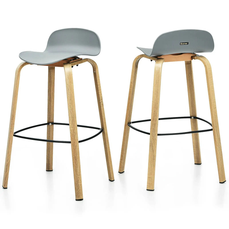 Set of 2 Modern Barstools Pub Chairs with Low Back and Metal Legs by DirectDeals