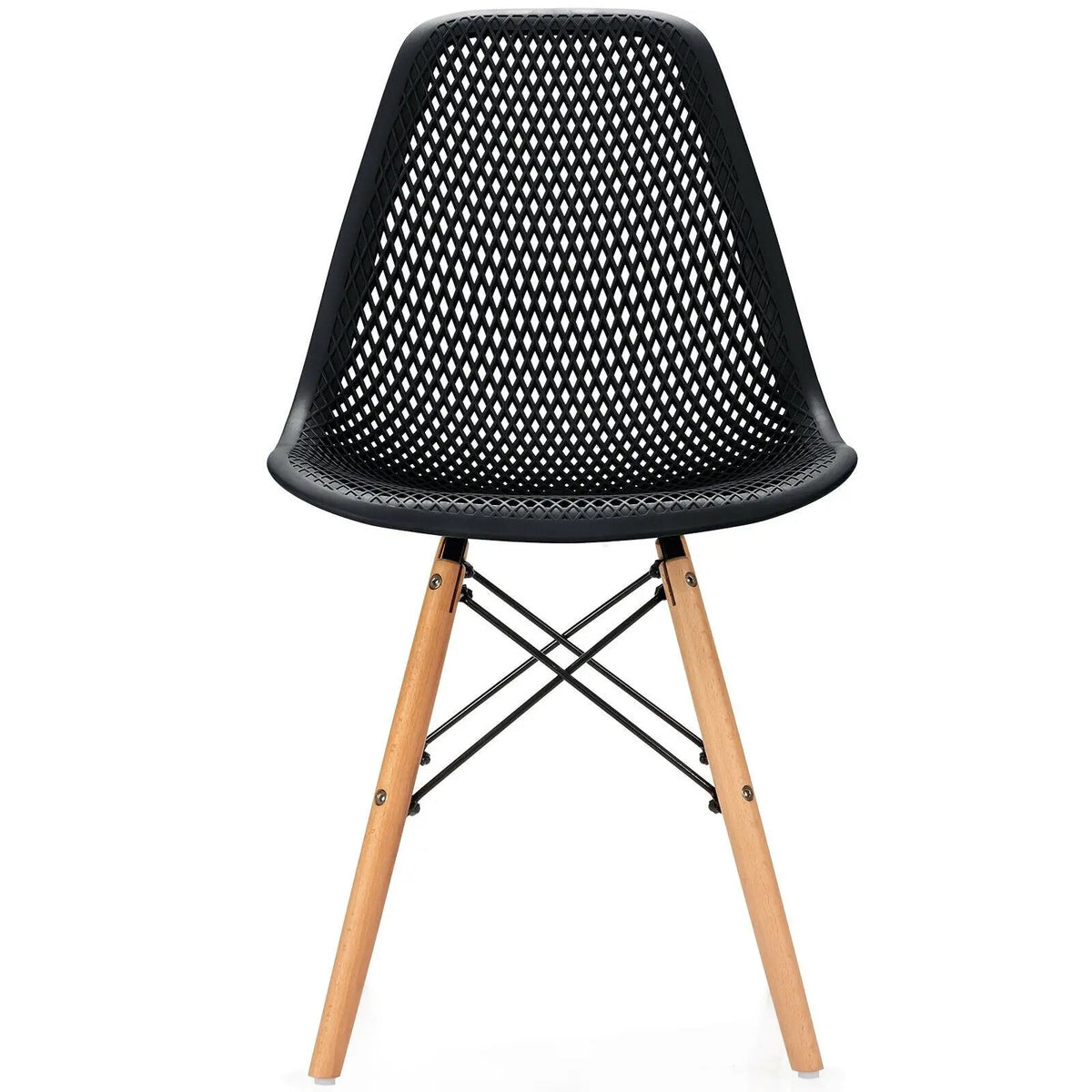 4 Pieces Modern Plastic Hollow Chair Set with Wood Leg by DirectDeals