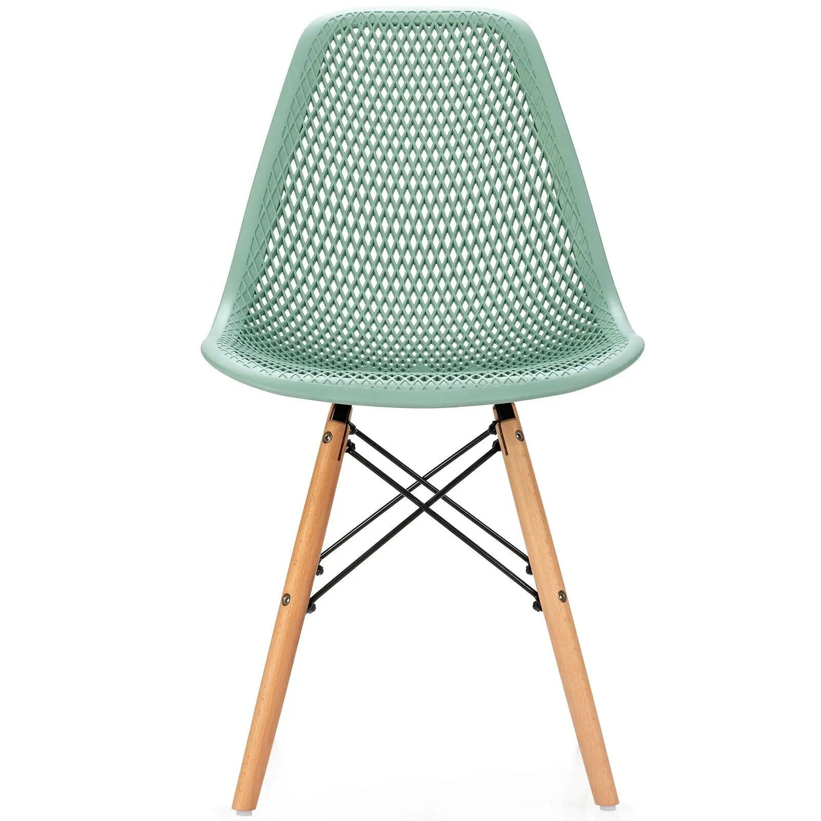 4 Pieces Modern Plastic Hollow Chair Set with Wood Leg by DirectDeals