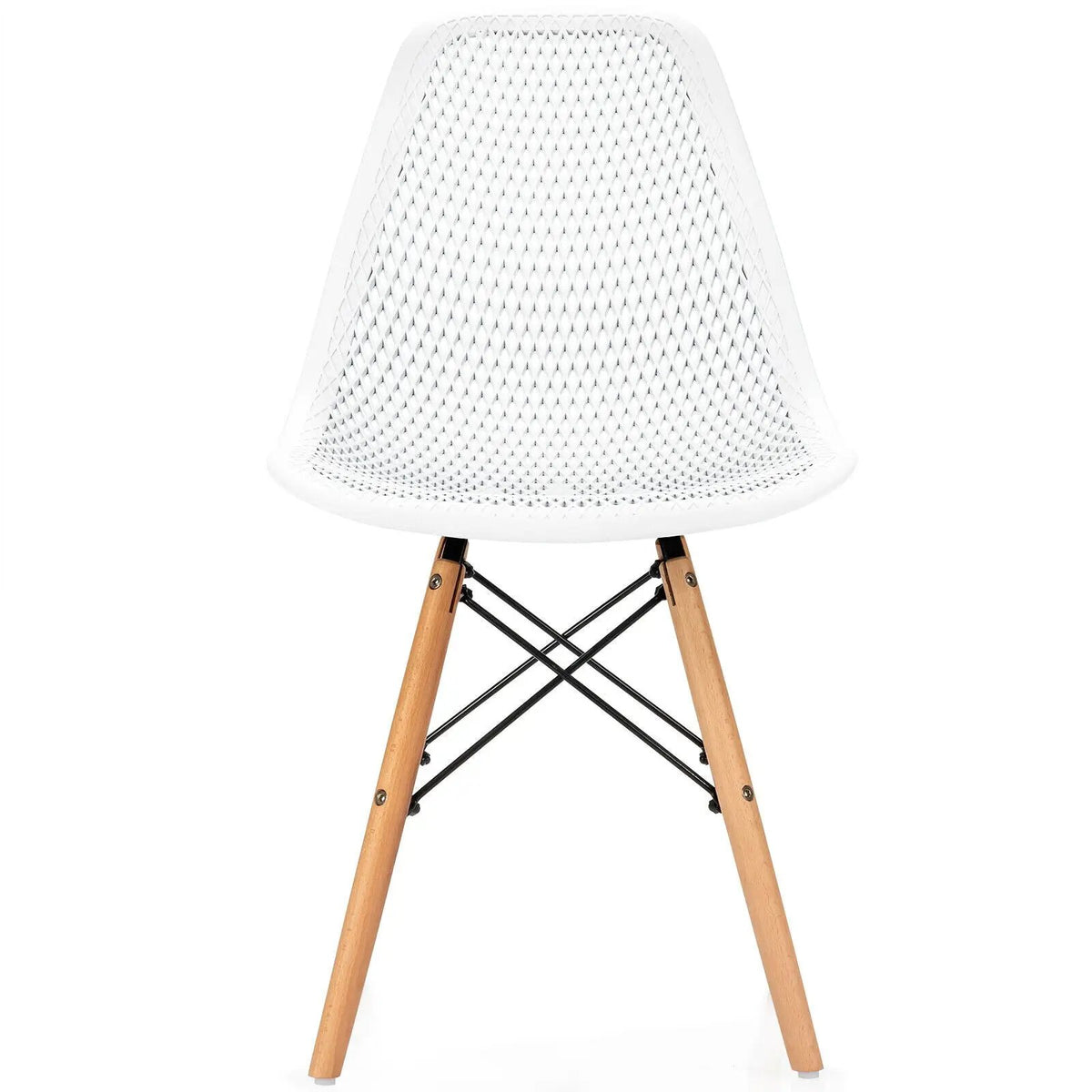 4 Pieces Modern Plastic Hollow Chair Set with Wood Leg by DirectDeals