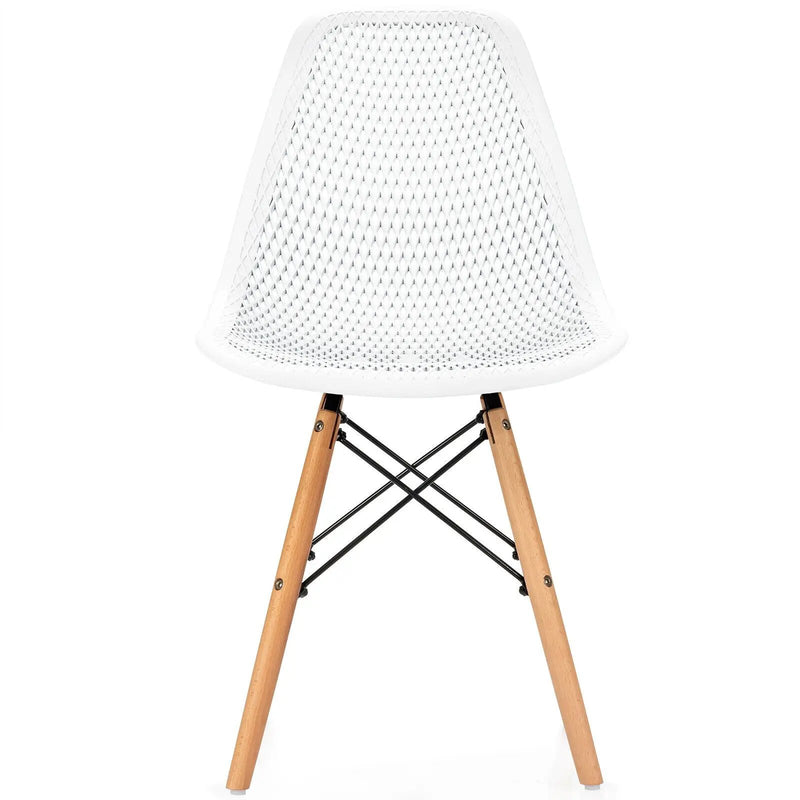 4 Pieces Modern Plastic Hollow Chair Set with Wood Leg by DirectDeals