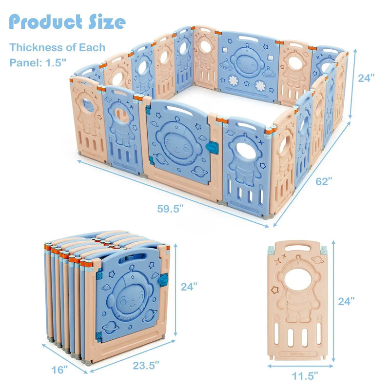 18-Panel Foldable Baby Playpen Kids Activity Center with Lockable Door by DirectDeals