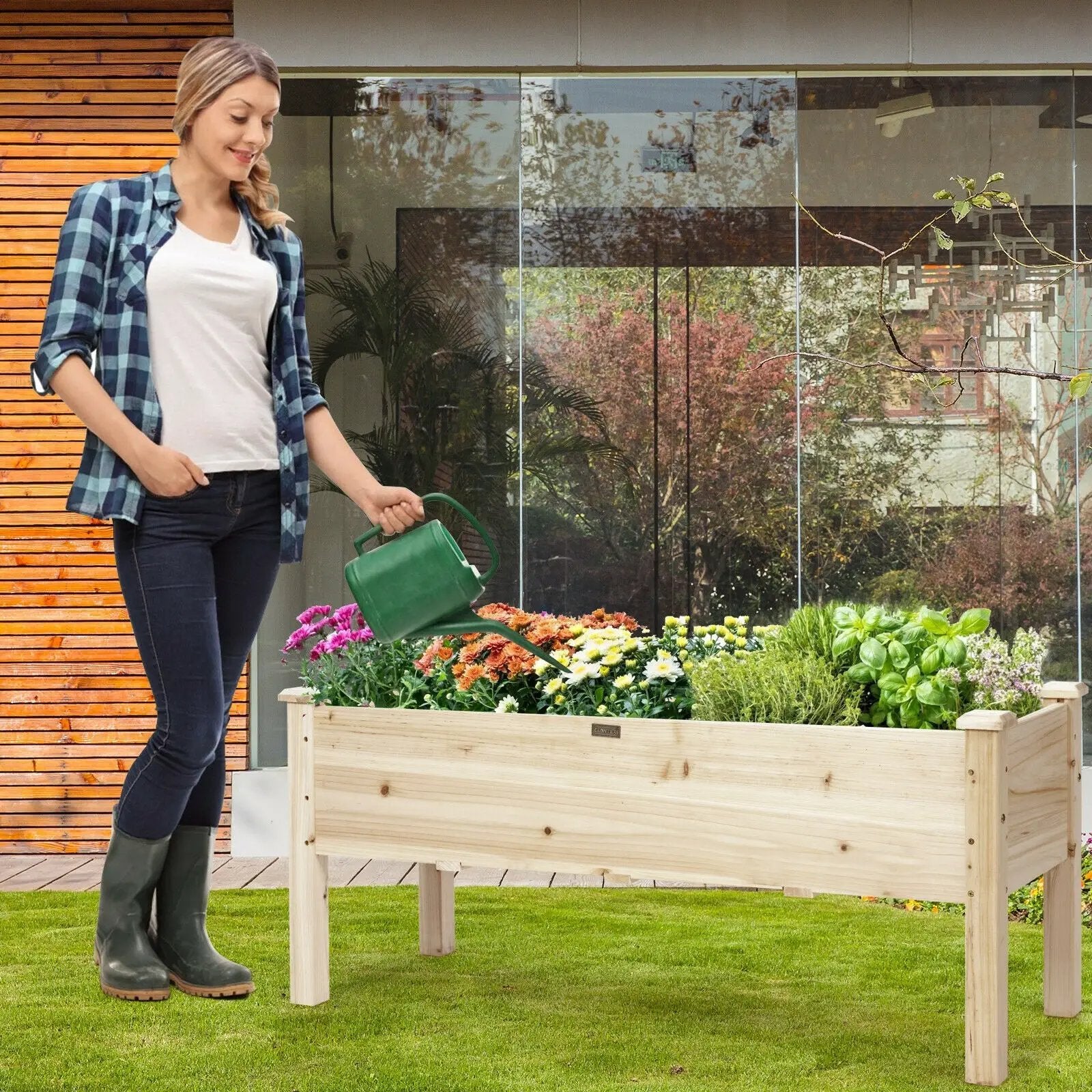 Raised Garden Bed Elevated Planter Box Wood for Vegetable Flower Herb by DirectDeals