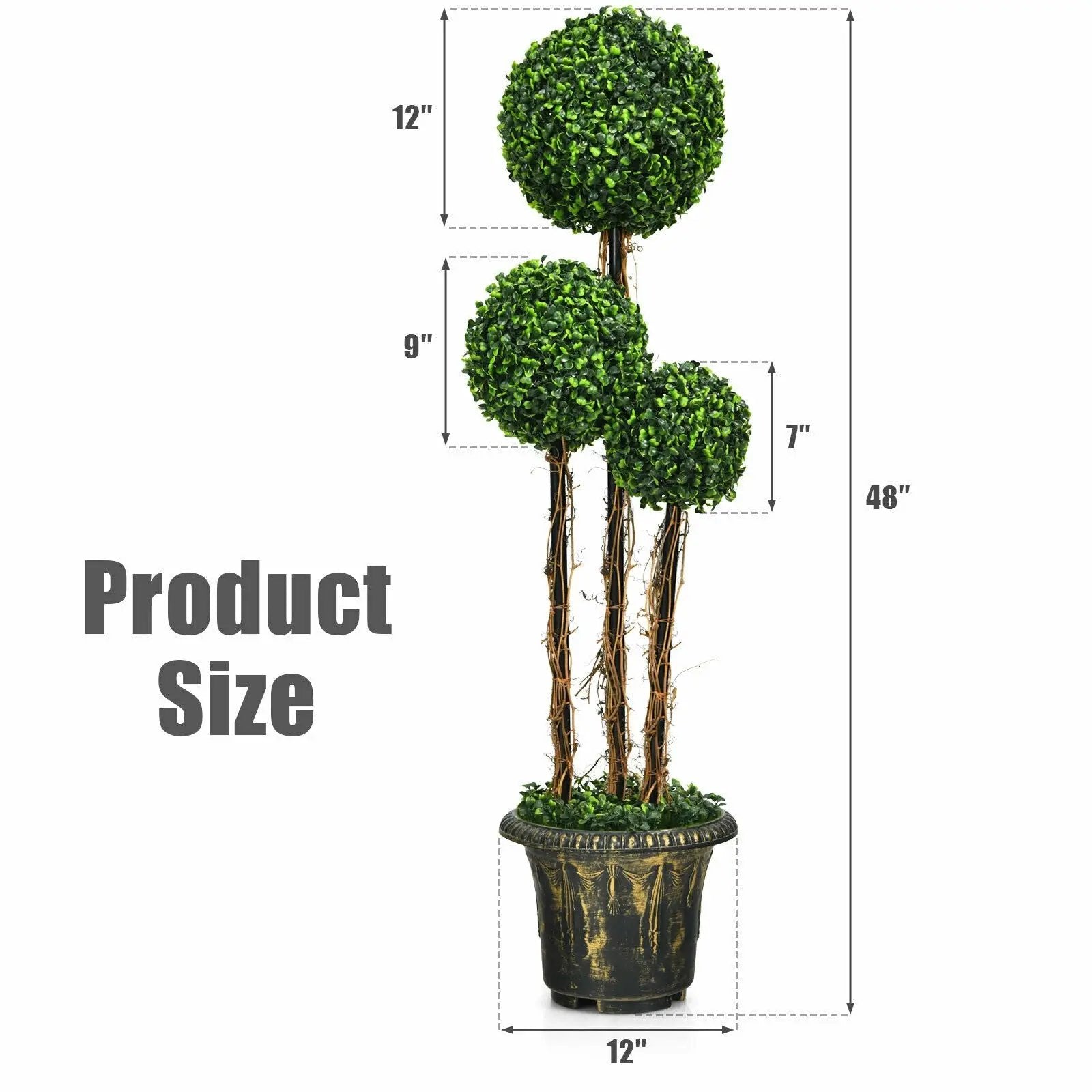 4 Feet Artificial UV Resistant Topiary Triple Ball Tree Plant by DirectDeals