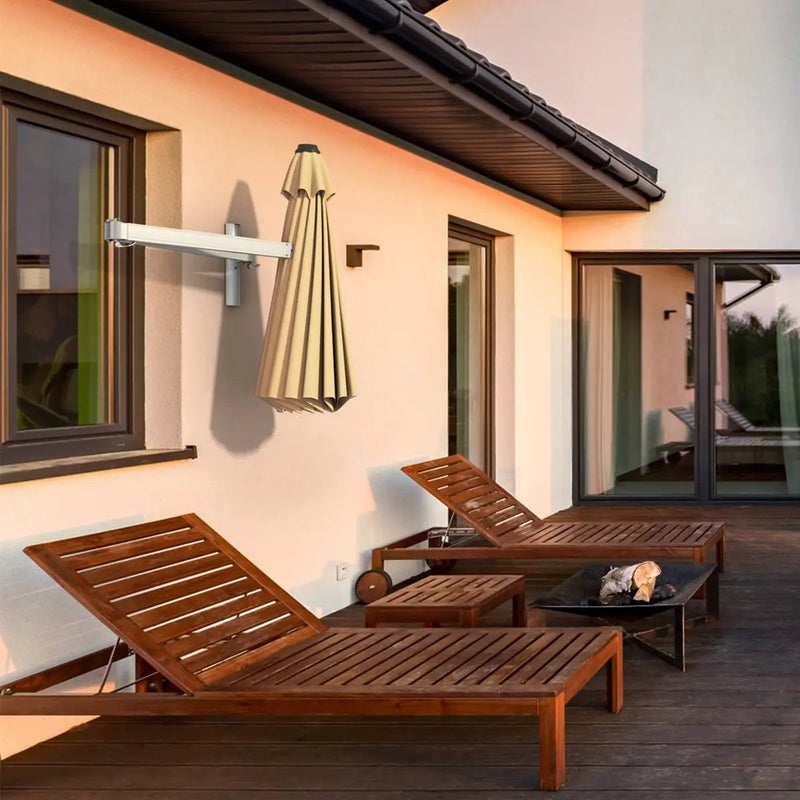8ft Wall-Mounted Telescopic Folding Tilt Sun Shade Umbrella by DirectDeals