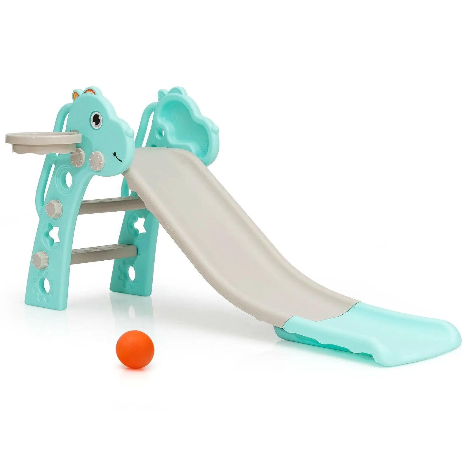 3-in-1 Kids Slide Baby Play Climber Slide Set with Basketball Hoop by DirectDeals